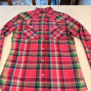Polo Ralph Lauren Madras Western Red and Green Plaid Shirt